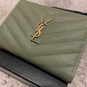 YSL Sage Green Bi-Fold Wallet